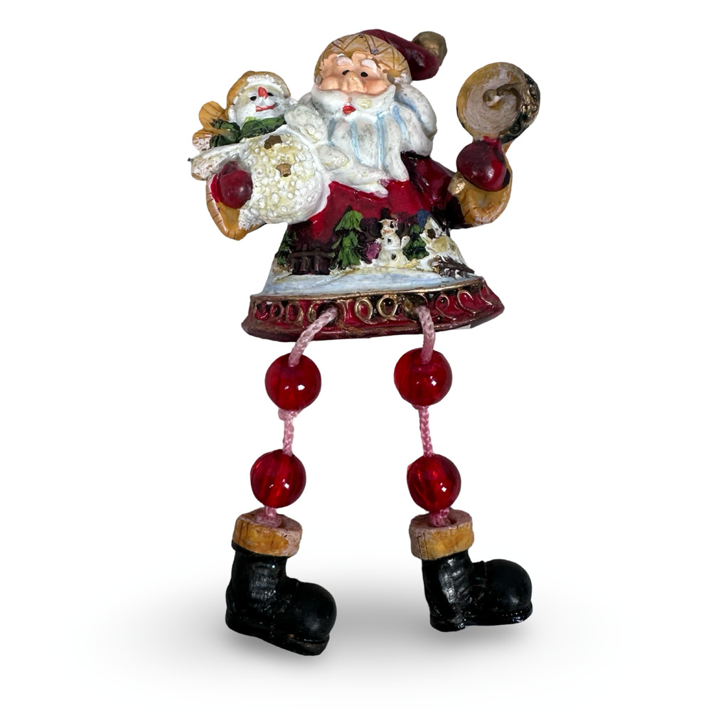 Vintage‎ Santa Claus Beaded Legs Shelf Sitter Figurine Resin Christmas Holiday